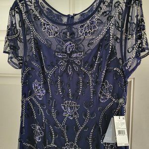 Adrianna Papell beaded gown, light navy, size 14